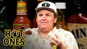 Tim Dillon Helps Himself to More Milk While Eating Spicy Wings